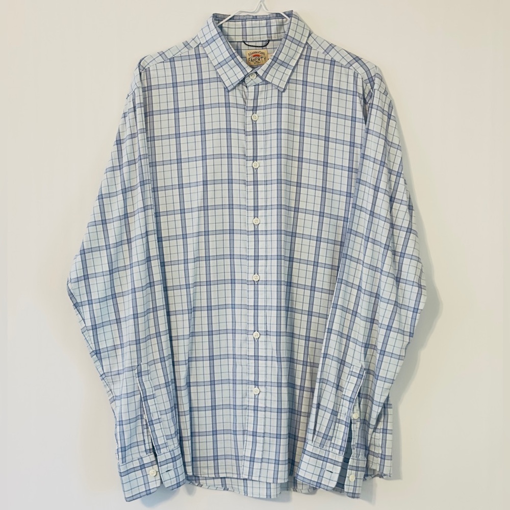 Faherty‎ Blue Plaid Button Down Dress Shirt